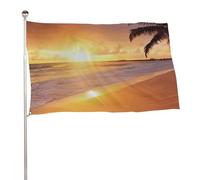 Bandiera da giardino 152,4 x 243,8 cm per esterni, a prova di sbiadimento, bandiera decorativa da cortile, spiaggia tropicale, tramonto, grande bandiera con occhielli in ottone, striscione resistente