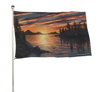 Bandiera da giardino 152,4 x 243,8 cm, per esterni, tramonto sul lago, bandiera grande con occhielli in ottone resistente allo sbiadimento, bandiera esterna per la decorazione della casa fattoria