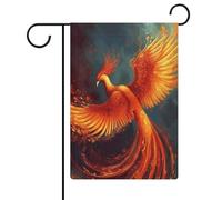 Bandiera da giardino 18,5 * 12,6 pollici, bandiera da giardino bifacciale in tela di iuta arancione e rossa con stampa fenice, per esterni, decorazione per la casa e gli spazi esterni.