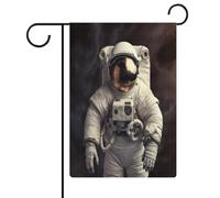 Bandiera da giardino 18,5 * 12,6 pollici, bandiera da giardino esterna stampata con astronauta in tela bifacciale, per la decorazione di esterni della casa