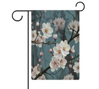 Bandiera da giardino 18,5 * 12,6 pollici, bandiera da giardino esterna stampata con fiori di ciliegio su entrambi i lati, per la decorazione di esterni della casa