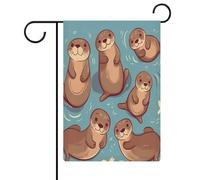 Bandiera da giardino 18,5 * 12,6 pollici, doppia faccia, in tela di iuta, con simpatici animali, lontre marroni, stampata, per esterni, decorazione per la casa e gli spazi esterni.