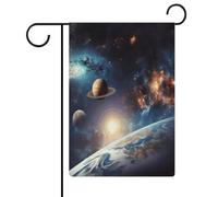 Bandiera da giardino 18,5 * 12,6 pollici, doppia faccia, in tela di iuta, con universo, galassia e spazio, stampata, per esterni, decorazione per la casa e gli spazi aperti.