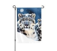 Bandiera da giardino 28 x 40 pollici doppia bandiera verticale per esterni piccola bandiera da cortile con occhi azzurri leopardo delle nevi bandiere da giardino bandiere estive di benvenuto per