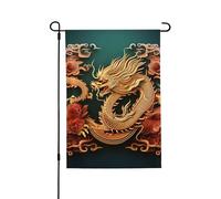 Bandiera da giardino 28 x 40 verticale doppia faccia esterna bandiera di benvenuto drago sfondo cinese Bandiera decorativa da giardino piccola bandiera da giardino in iuta per portico esterno giardini