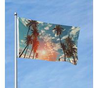 Bandiera da giardino 3 x 1,5 m bandiera esterna doppia bandiera verticale con palme e nuvole per tutte le stagioni bandiere per cortile decorazione esterna festa banner segno
