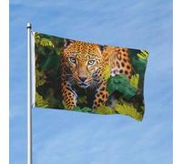 Bandiera da giardino 3 x 1,5 m bandiera esterna doppia bandiera verticale leopardo e foglie per tutte le stagioni bandiere per cortile decorazione esterna banner segno di vacanza