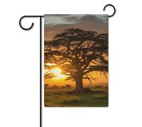 Bandiera da giardino 30,5 x 45,7 cm, a doppia faccia, per esterni, alba su grande albero, bandiere da giardino, per tutte le stagioni, decorazioni per esterni, per vacanze in fattoria