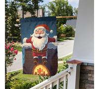 Bandiera da giardino 30,5 x 45,7 cm, a doppia faccia, per esterni, Babbo Natale nel camino, bandiere da giardino, per tutte le stagioni, decorazioni per esterni, per vacanze in fattoria