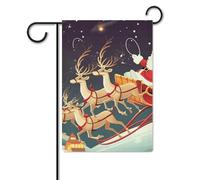 Bandiera da giardino 30,5 x 45,7 cm, a doppia faccia, per esterni, Babbo Natale, renna, slitta da giardino, per tutte le stagioni, decorazioni per esterni, per vacanze in fattoria