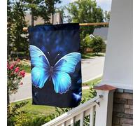 Bandiera da giardino 30,5 x 45,7 cm, a doppia faccia, per esterni, blu, farfalle, bandiere da giardino, per tutte le stagioni, decorazioni per esterni, per vacanze in fattoria