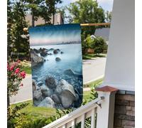 Bandiera da giardino 30,5 x 45,7 cm, a doppia faccia, per esterni, calmo, mare e rocce, bandiere da giardino, per vacanze in giardino, per tutte le stagioni, decorazioni esterne per vacanze in