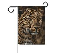 Bandiera da giardino 30,5 x 45,7 cm, a doppia faccia, per esterni, con immagine leopardata marrone, bandiere da giardino per vacanze e vacanze