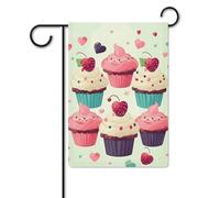 Bandiera da giardino 30,5 x 45,7 cm, a doppia faccia, per esterni, cupcake, caramelle, cuori, dolci bandiere da giardino, per tutte le stagioni, decorazioni per esterni, per vacanze in fattoria