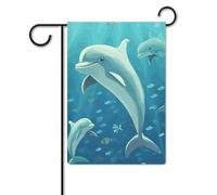Bandiera da giardino 30,5 x 45,7 cm, a doppia faccia, per esterni, delfini, bandiere da giardino, per vacanze in giardino, per tutte le stagioni, decorazioni per esterni, per vacanze in fattoria