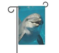 Bandiera da giardino 30,5 x 45,7 cm, a doppia faccia, per esterni, delfino con un sorriso, bandiere da giardino, per tutte le stagioni, decorazioni per esterni, per vacanze in fattoria