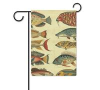 Bandiera da giardino 30,5 x 45,7 cm, a doppia faccia, per esterni, diversi tipi di pesci, bandiere da giardino, per tutte le stagioni, decorazioni per esterni, per vacanze in fattoria