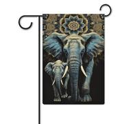 Bandiera da giardino 30,5 x 45,7 cm, a doppia faccia, per esterni, due elefanti su sfondo nero, bandiere da giardino per vacanze e cortile, per tutte le stagioni, decorazioni per esterni, bandiera per