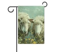 Bandiera da giardino 30,5 x 45,7 cm, a doppia faccia, per esterni, due pecore che mangiano erba, bandiere da giardino per vacanze e cortile per tutte le stagioni, decorazioni per esterni, per vacanze