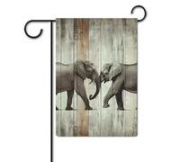 Bandiera da giardino 30,5 x 45,7 cm, a doppia faccia, per esterni, elefanti su legno, bandiere da giardino per vacanze, cortile, per tutte le stagioni, decorazioni per esterni, per vacanze in fattoria