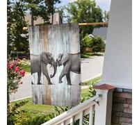 Bandiera da giardino 30,5 x 45,7 cm, a doppia faccia, per esterni, elefanti su legno, bandiere da giardino per vacanze, cortile, per tutte le stagioni, decorazioni per esterni, per vacanze in fattoria
