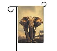 Bandiera da giardino 30,5 x 45,7 cm, a doppia faccia, per esterni, elefanti su un ponte, bandiere da giardino, per tutte le stagioni, decorazioni per esterni, per vacanze in fattoria