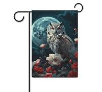 Bandiera da giardino 30,5 x 45,7 cm, a doppia faccia, per esterni, gufo tra i fiori di notte, bandiere da giardino per vacanze e cortile, per tutte le stagioni, decorazioni per esterni, bandiera per