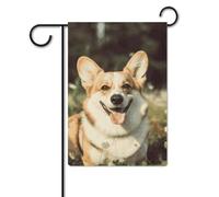 Bandiera da giardino 30,5 x 45,7 cm, a doppia faccia, per esterni, Happy Corgi, bandiere da giardino, per tutte le stagioni, decorazioni per esterni, per vacanze in fattoria