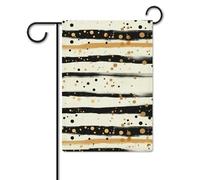 Bandiera da giardino 30,5 x 45,7 cm, a doppia faccia, per esterni, inchiostro e strisce dorate, bandiere da giardino per vacanze e cortile, per tutte le stagioni, decorazioni per esterni, per vacanze