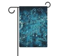 Bandiera da giardino 30,5 x 45,7 cm, a doppia faccia, per esterni, note musicali blu, bandiere da giardino per vacanze da giardino per tutte le stagioni, decorazioni per esterni, bandiera per vacanze