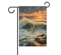 Bandiera da giardino 30,5 x 45,7 cm, a doppia faccia, per esterni, onde rocciose, tramonto, bandierine da giardino, per tutte le stagioni, decorazioni per esterni, per vacanze in fattoria