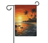 Bandiera da giardino 30,5 x 45,7 cm, a doppia faccia, per esterni, palme, sole, paesaggio, giardino, vacanze, cortile, per tutte le stagioni, decorazioni per esterni, per vacanze in fattoria