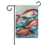 Bandiera da giardino 30,5 x 45,7 cm, a doppia faccia, per esterni, piccoli pesci rossi, bandiere da giardino per vacanze in giardino, per tutte le stagioni, decorazioni per esterni, per vacanze in
