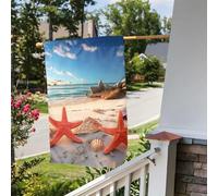 Bandiera da giardino 30,5 x 45,7 cm, a doppia faccia, per esterni, sabbia, spiaggia, stelle marine, giardino, vacanze, cortile, per tutte le stagioni, decorazioni per esterni, per vacanze in fattoria