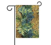 Bandiera da giardino 30,5 x 45,7 cm, a doppia faccia, per esterni, stampa leopardata, bandiere da giardino della giungla, per tutte le stagioni, decorazioni per esterni, per vacanze in fattoria