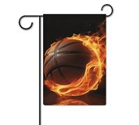 Bandiera da giardino 30,5 x 45,7 cm, a doppia faccia, per pallacanestro all'aperto sul fuoco, bandiere da giardino, per tutte le stagioni, decorazioni per esterni, per vacanze in fattoria