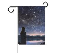 Bandiera da giardino 30,5 x 45,7 cm, a doppia faccia, per ragazze all'aperto che guardano le stelle, bandiere da giardino per vacanze in giardino, per tutte le stagioni, decorazioni per esterni, per