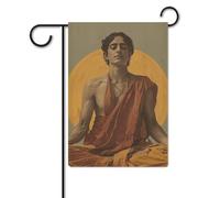 Bandiera da giardino 30,5 x 45,7 cm, a doppia faccia, per uomo seduto in meditazione, bandiere da giardino, per tutte le stagioni, decorazioni per esterni, per vacanze in fattoria