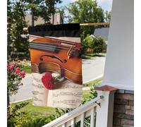 Bandiera da giardino 30,5 x 45,7 cm, a doppia faccia, per violino all'aperto, spartiti musicali, bandiere da giardino, per tutte le stagioni, decorazioni per esterni, bandiera per vacanze in fattoria