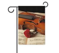 Bandiera da giardino 30,5 x 45,7 cm, a doppia faccia, per violino all'aperto, spartiti musicali, bandiere da giardino, per tutte le stagioni, decorazioni per esterni, bandiera per vacanze in fattoria