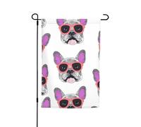 Bandiera da giardino 30,5 x 45,7 cm a doppia faccia primavera estate benvenuto bandiera da giardino bulldog francese occhiali rosa decorazione esterna banner bandiera cortile festa stagionale banner