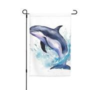 Bandiera da giardino 30,5 x 45,7 cm a doppia faccia primavera estate benvenuto giardino bandiera acquerello delfino nel mare decorazione esterna banner bandiera cortile festa stagionale banner segno