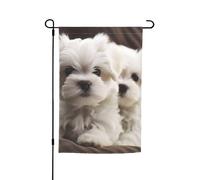 Bandiera da giardino 30,5 x 45,7 cm a doppia faccia primavera estate benvenuto giardino bandiera carino cucciolo maltese decorazione esterna banner bandiera cortile festa stagionale banner segno per