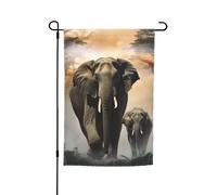 Bandiera da giardino 30,5 x 45,7 cm a doppia faccia Primavera Estate Benvenuto Giardino Bandiera Elefante Nella Nebbia Decorazione Esterna Banner Bandiera Cortile Festività Stagionale Banner Cartello