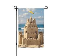 Bandiera da giardino 30,5 x 45,7 cm, a doppio lato, bandiera da cortile per vacanze in fattoria che costruisce un castello di sabbia banner stagionale all'aperto per primavera estate prato portico