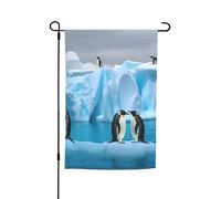 Bandiera da giardino 30,5 x 45,7 cm a doppio lato, bandiera da giardino con pinguini sull'iceberg striscione stagionale all'aperto per primavera estate prato portico decorazione casa piccola bandiera