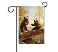 Bandiera da giardino 30,5 x 45,7 cm bandiera da cortile di benvenuto per esterni primavera estate bandiera stagionale casa orsi carini giocare nell'albero bandiera esterna doppio lato banner