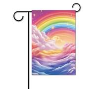 Bandiera da giardino 30,5 x 45,7 cm bandiera da cortile di benvenuto per esterni primavera estate bandiera stagionale bandiera colorata arcobaleno doppio lato bandiera per esterni banner