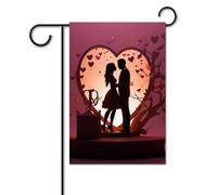 Bandiera da giardino 30,5 x 45,7 cm bandiera da cortile di benvenuto per esterni primavera estate bandiera stagionale casa baciare silhouette bandiera esterna su entrambi i lati bandiera