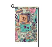 Bandiera da giardino 30,5 x 45,7 cm, bandiera esterna su entrambi i lati, bandiera di benvenuto stagionale, decorazione per esterni, fattoria, I Love The 90, illustrazione bandiere per patio, prato e